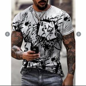 Summer Men's Printed T-shirt Fashion Casual Poker
Print Short Sleeve T-shirt